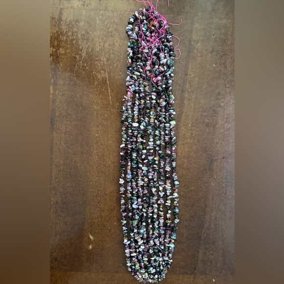 Natural Tourmaline Chips Necklace 30in - Picture 2 of 3